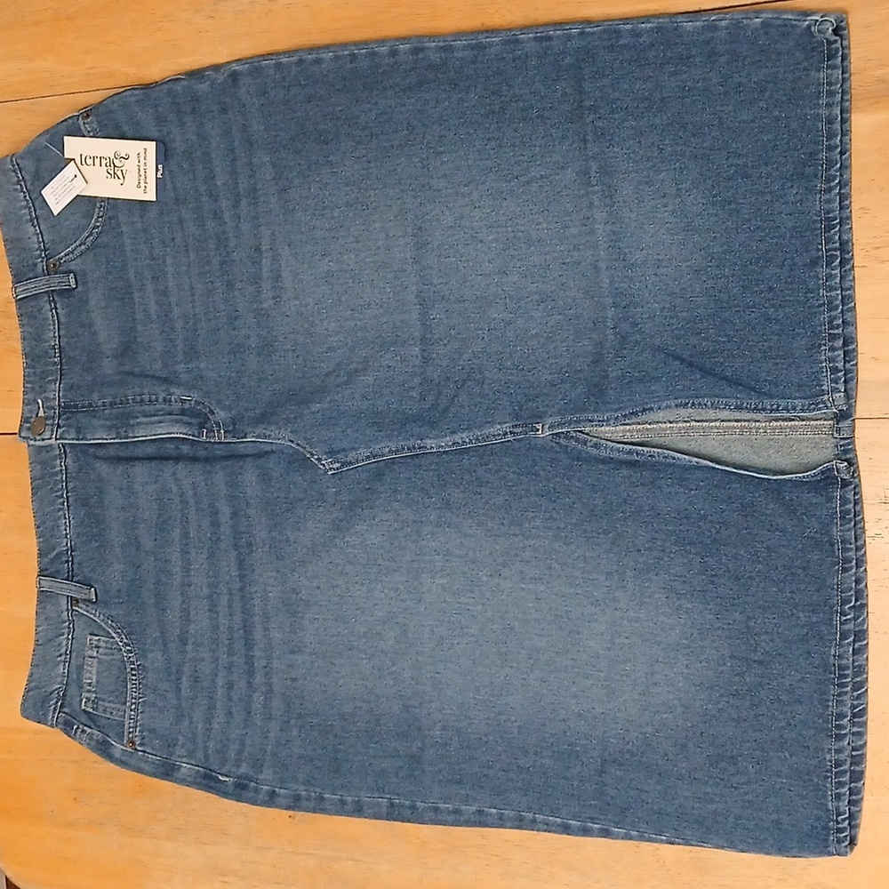 🎉HP🎉Terra & Sky Midi Jean Skirt, 18W, NWT